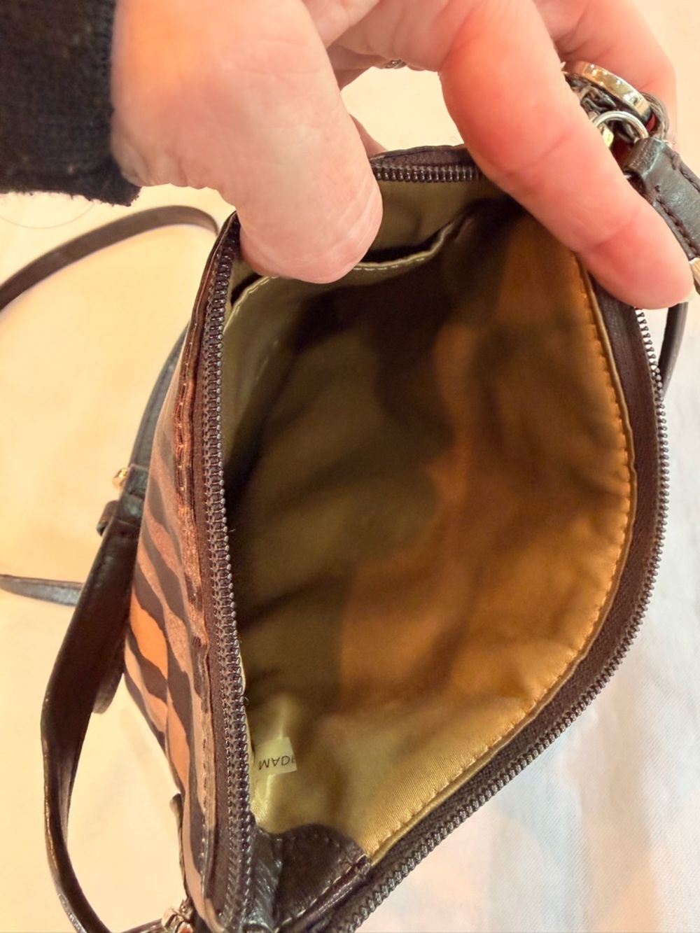 Coach Madison Zebra Browns Swingpack Crossbody Bag - Picture 6 of 8